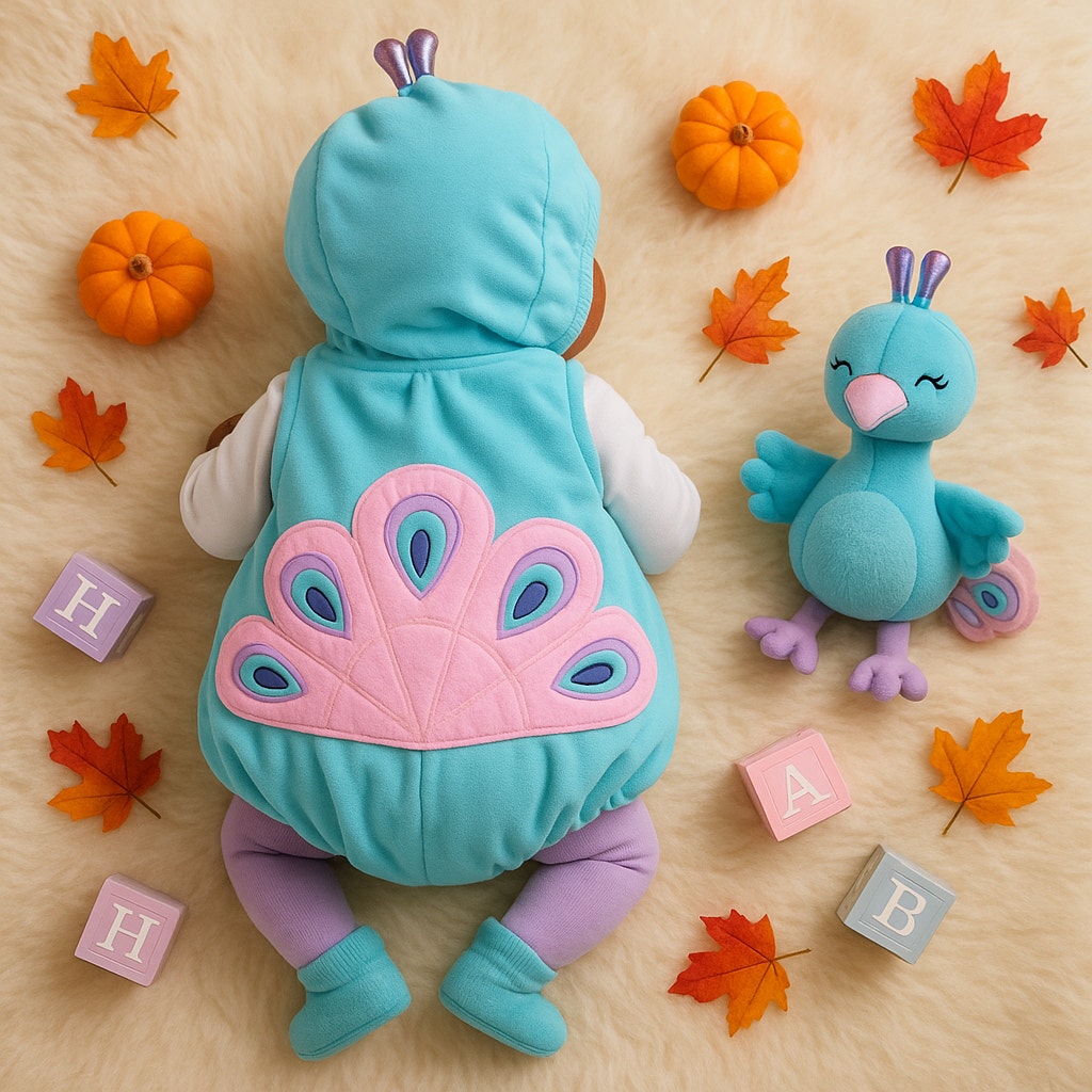 🦚 Carter’s Baby Turquoise Peacock Peachick Bubble Costume – Size 3-6 Months