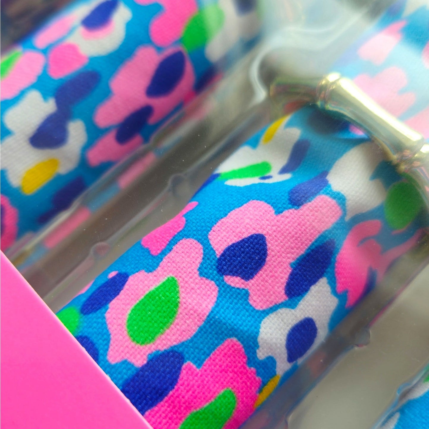 Lilly Pulitzer Hottie Dottie Blue & Pink Napkins & Bamboo Rings | Set of 4