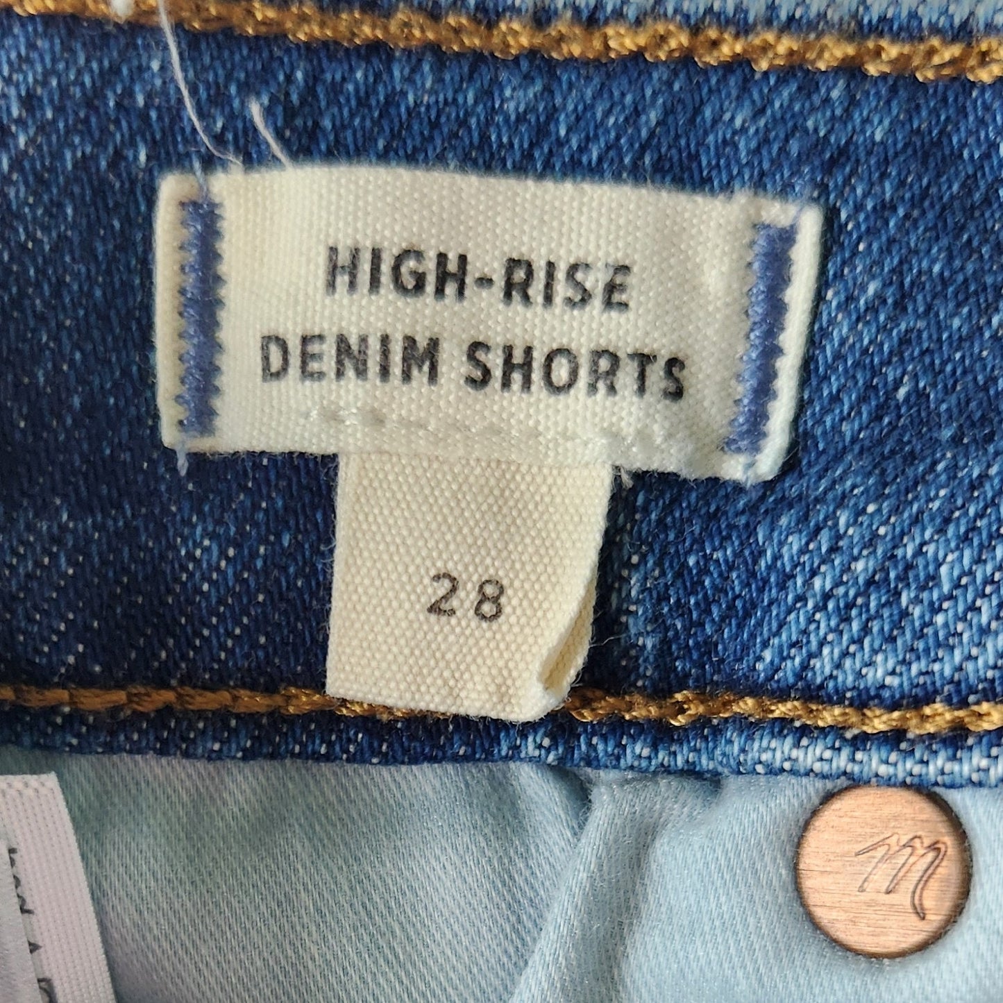 Madewell Women's High-Rise Denim Cutoff Shorts Dark Blue Onaway Wash Size 28