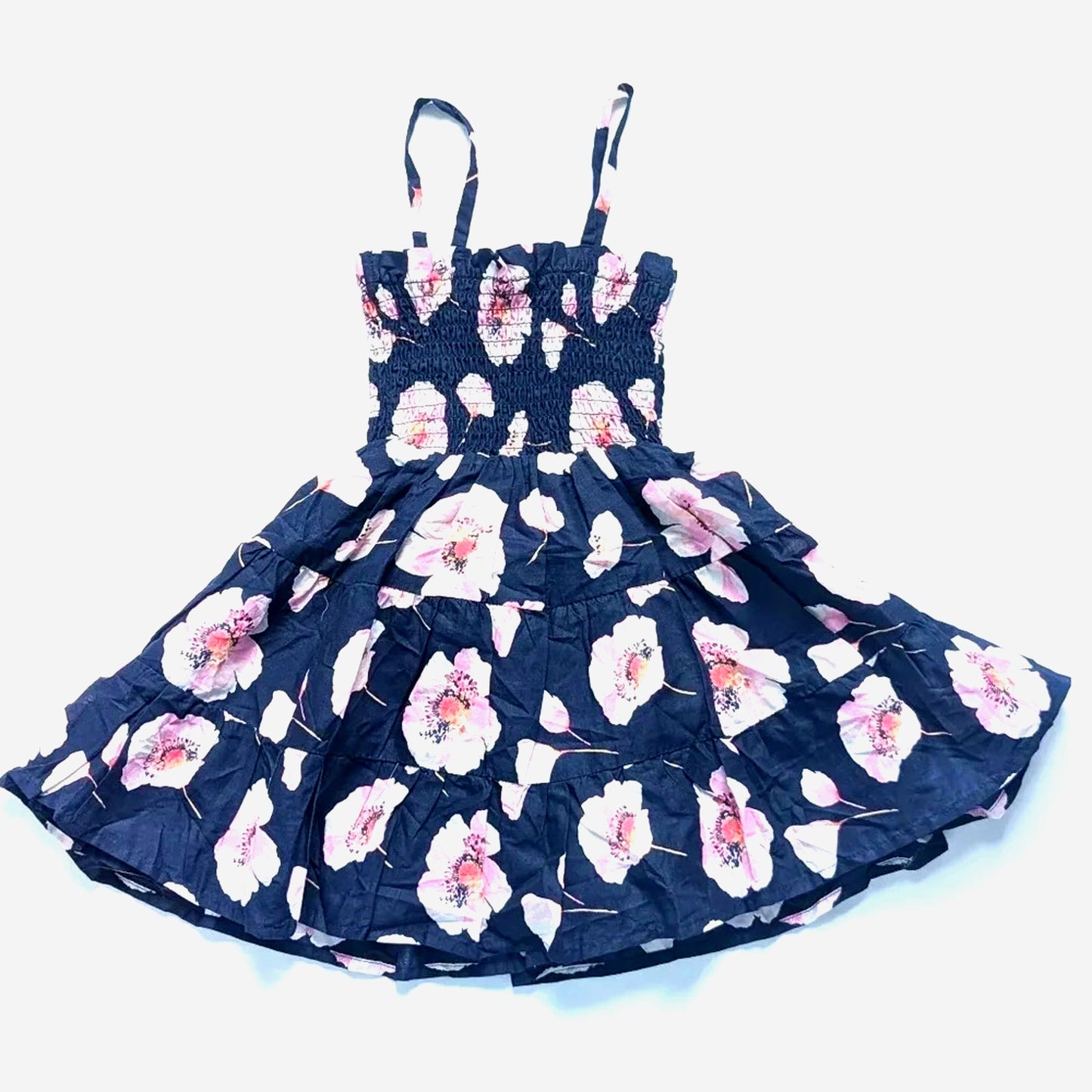 Janie and Jack Hannah Floral Smocked Sundress | Merchant Marine Navy Pink Floral | Toddler Girls Size 2T