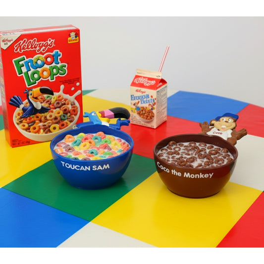 Kellogg's Vintage 1990s Plastic Mascot Cereal Bowls | Coco the Monkey & Toucan Sam | Kids Home