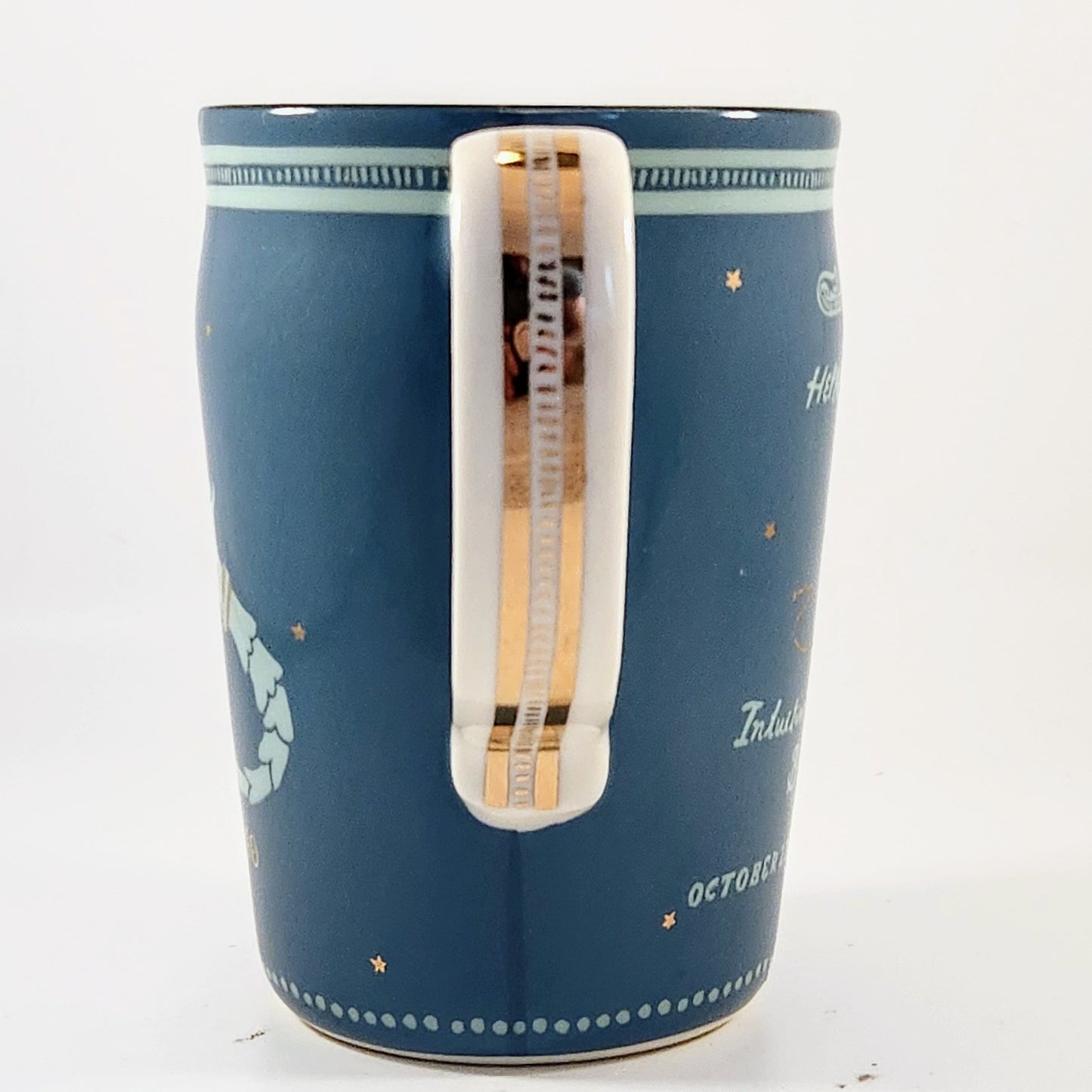 Anthropologie Danielle Kroll Teal & Metallic Gold Zodiac "Scorpio" Mug 14 oz