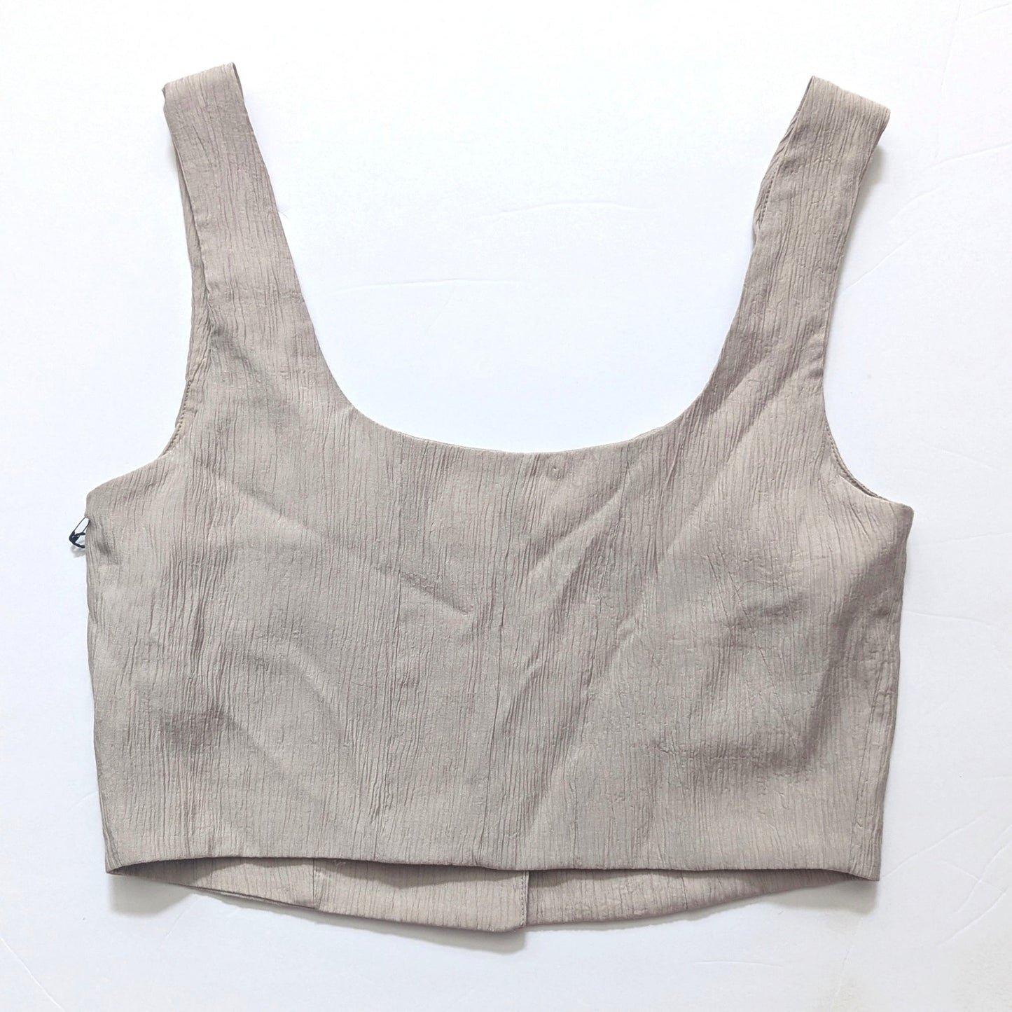 Jason Wu Women's Cropped Button Up Top XS Beige Taupe Crepe Mother of Pearl Buttons NWT