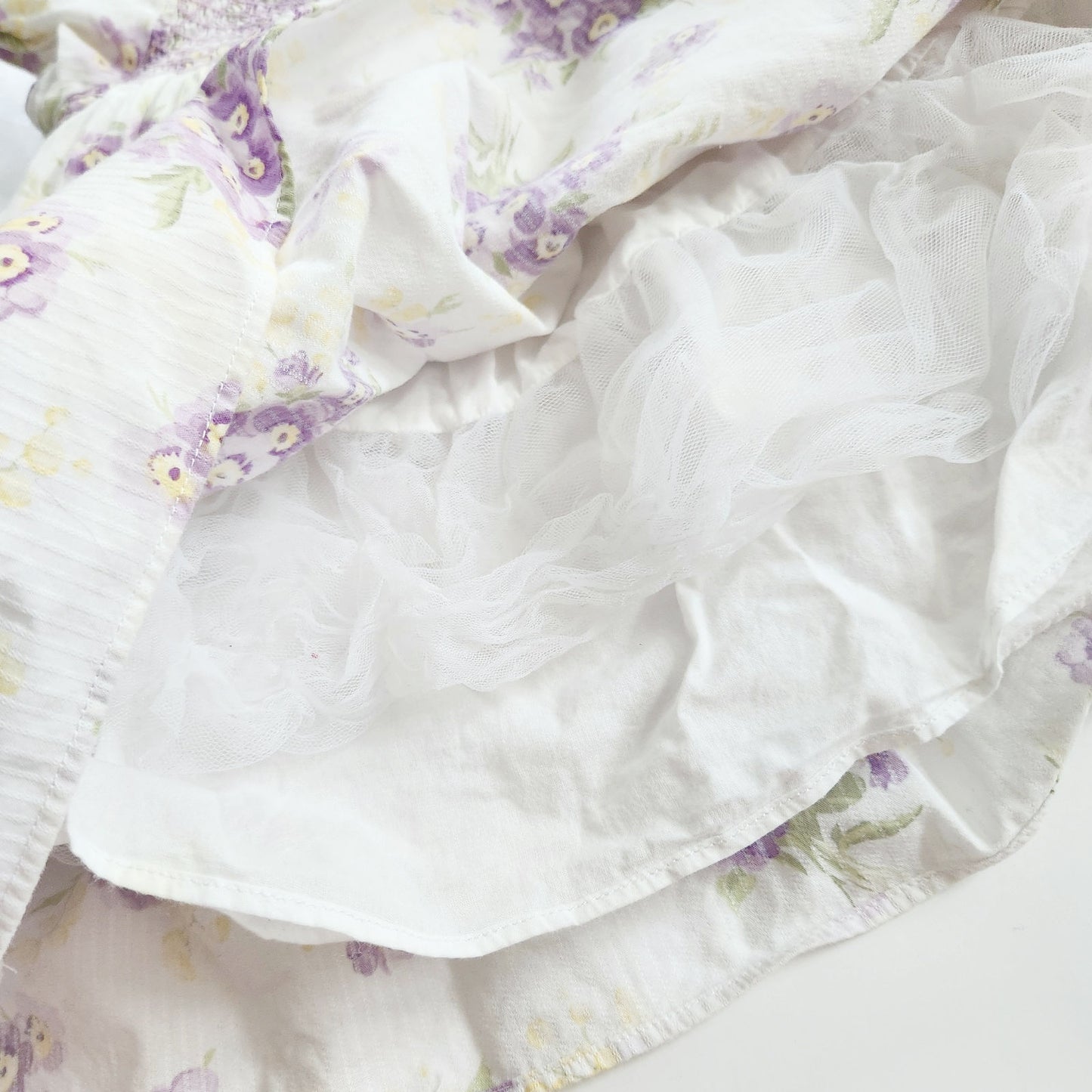 Janie and Jack Layette Hand-Smocked Stripe Dobby Floral Dress Purple Pansy Size 3-6 Months