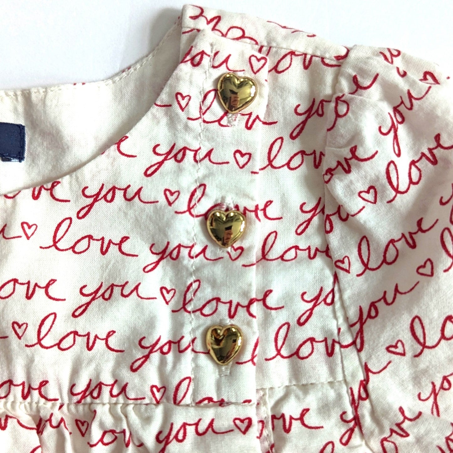 BabyGap “Love You” Hearts Button Blouse Long Sleeve Cotton Shirt | Girl 18–24M