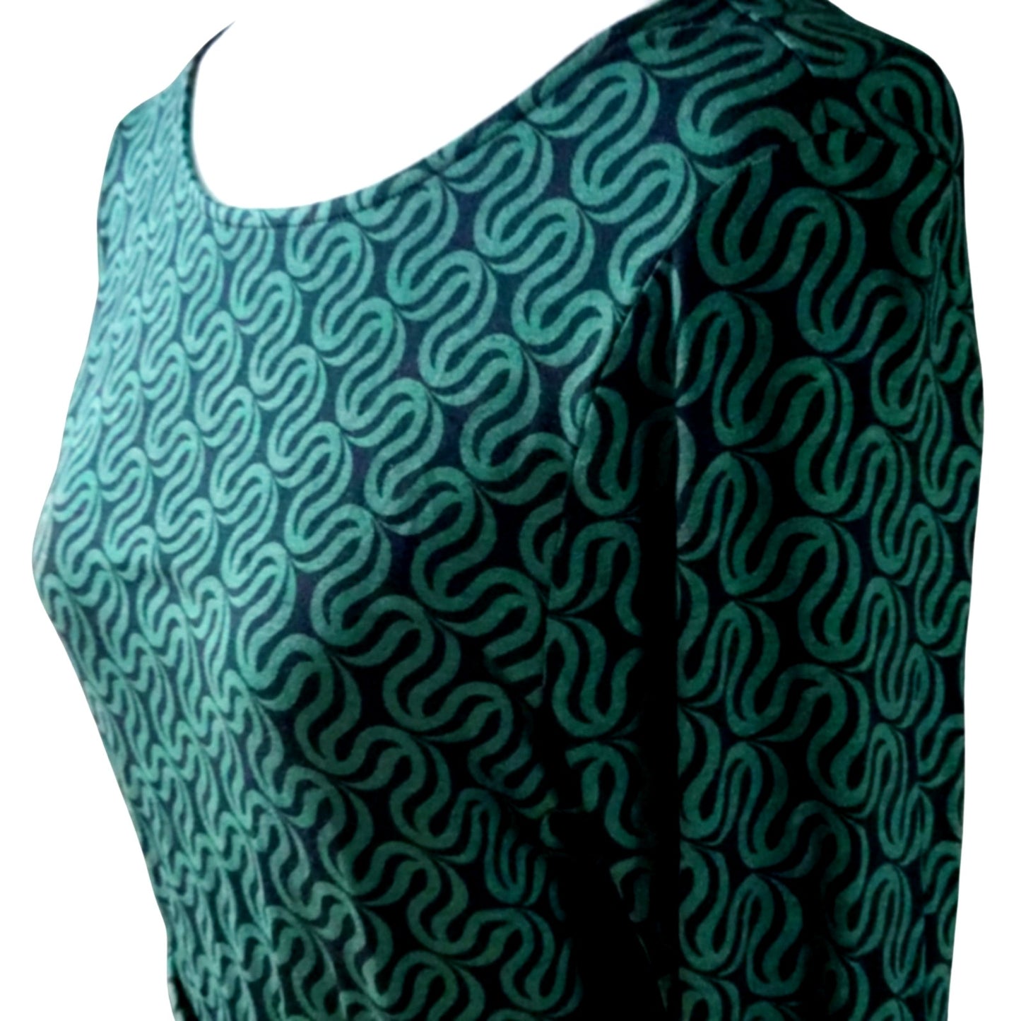 Abigail Long Sleeve Green Geo Jersey Dress | NWT | Women's US 8 UK 12