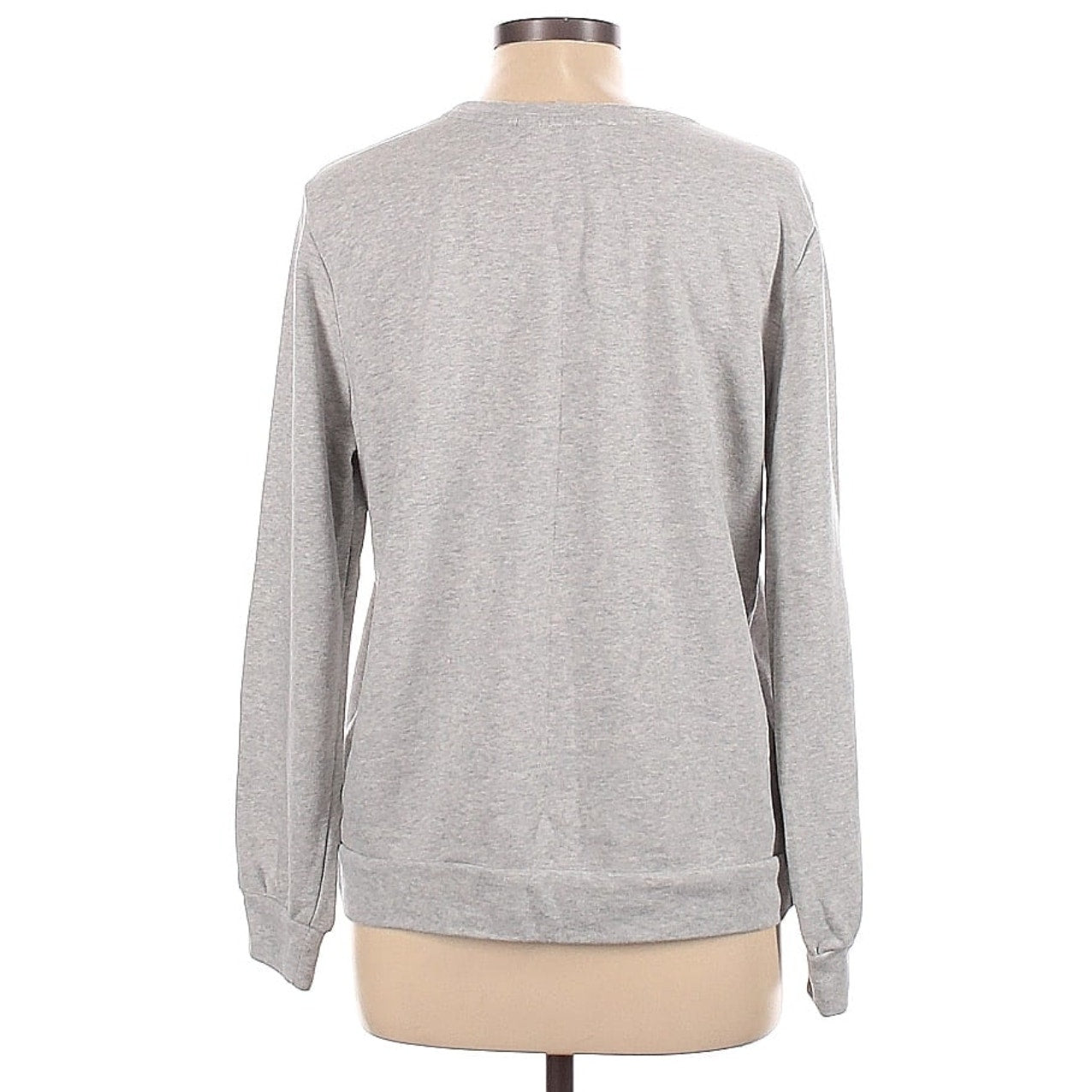 Embellished Gray Crewneck Sweatshirt | Smoky Silver Studs | Women's L