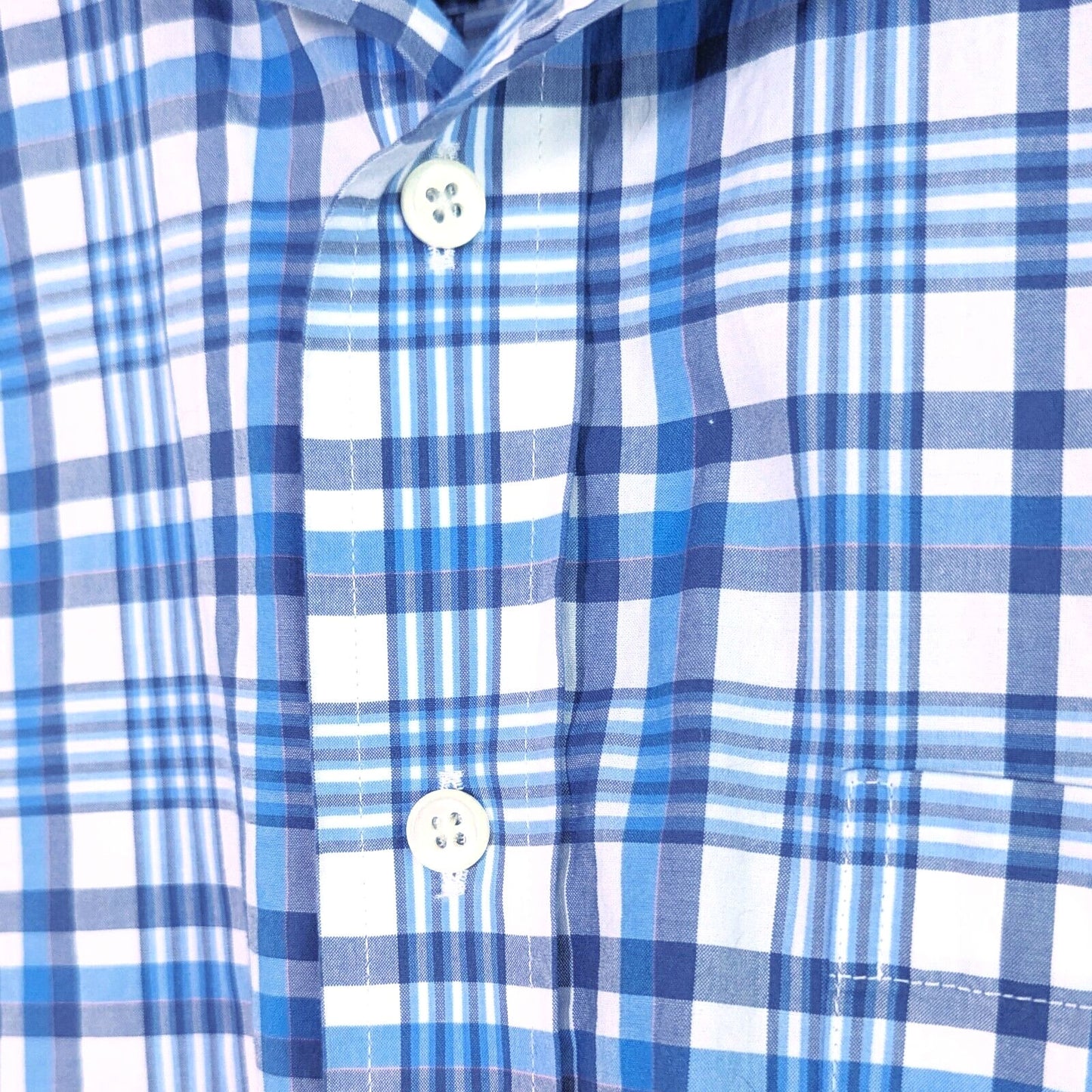 Vineyard Vines Classic Cooper Dress Shirt | Blue Plaid 120s Cotton | Men's M