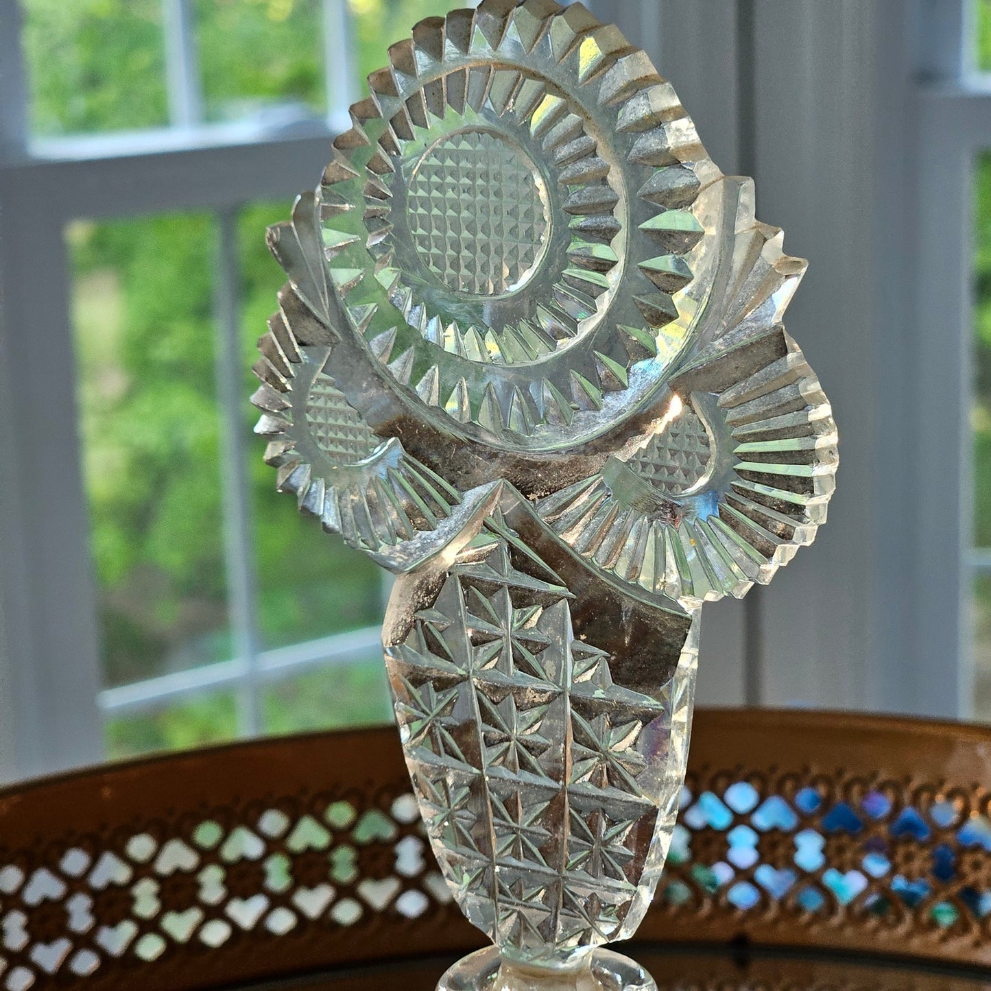 Vintage Czech Cut Crystal Winged Vanity Bottle