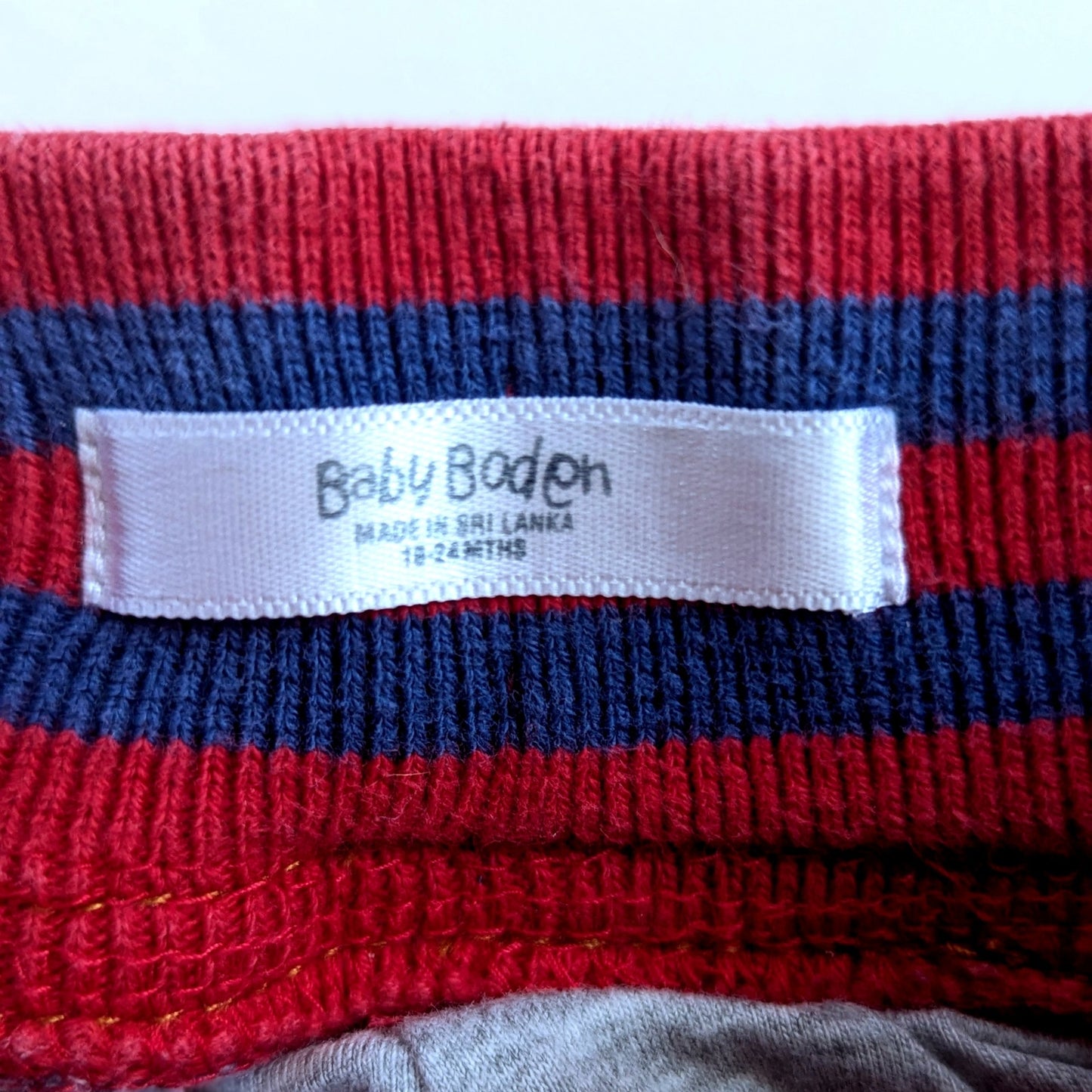 Vintage Y2K Baby Boden Denim Jeans | Toddler Pants | Red & Blue Striped Waistband | Jersey Lined Cozy Cotton | 18-24 Months