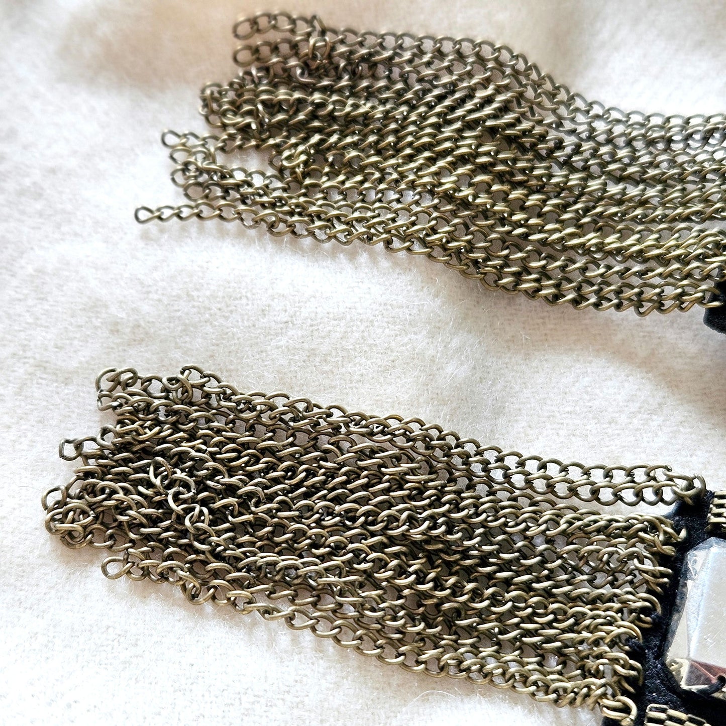 Vintage Boho Rock Epaulette Brooch Set – Gunmetal Chain Fringe Star Pins – Festival Western Statement Accessories