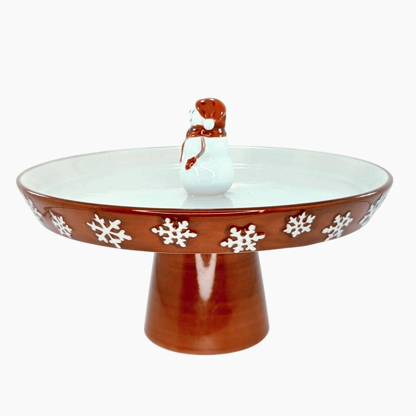 🎄 St. Nicholas Square Yuletide Collection Snowman Pedestal Tray – Vintage 2000s Christmas Servingware 🎄
