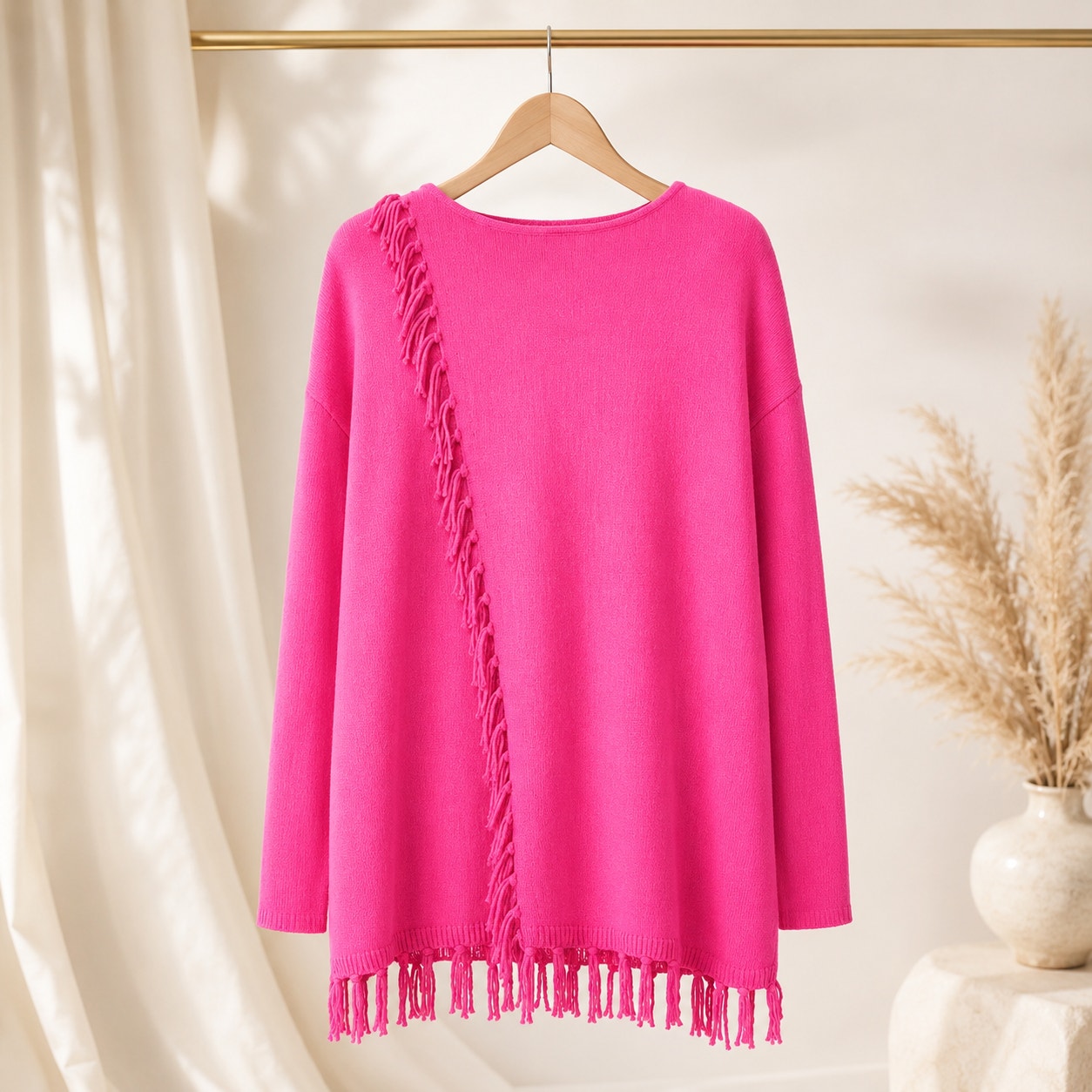 Lilly Pulitzer Emberly Sweater | Mandevilla Pink Fringe Tassel Pullover Women's Medium