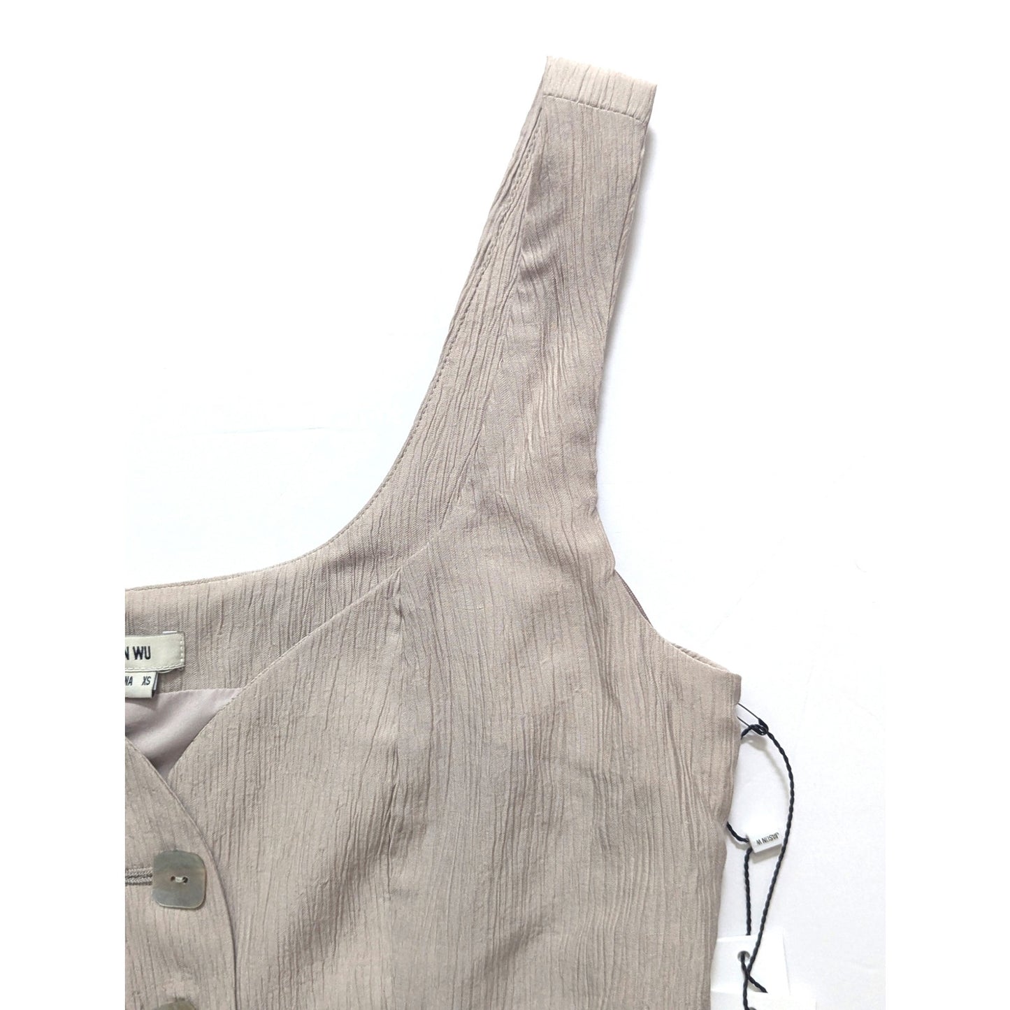 Jason Wu Women's Cropped Button Up Top XS Beige Taupe Crepe Mother of Pearl Buttons NWT