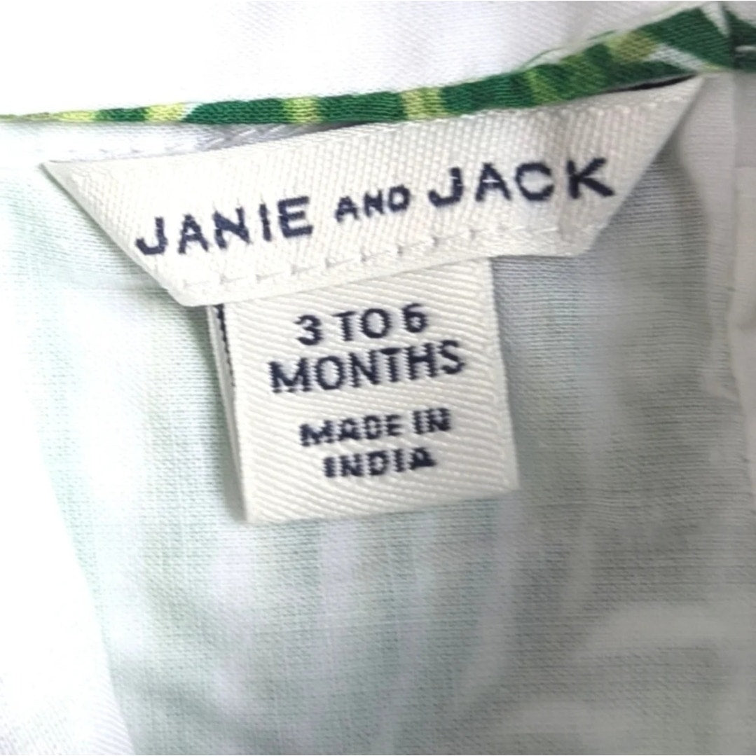 Janie and Jack Palm Leaf Bubble Romper Green Banana Leaf Print | Baby Size 3-6M