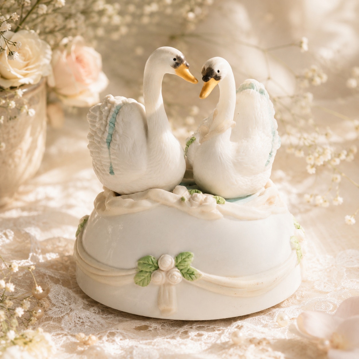 1990 San Francisco Music Box Co Swans Fur Elise
