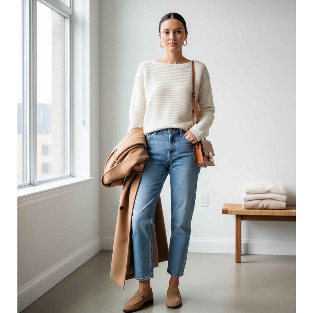 Cream Alpaca Blend Knit Sweater | Women's M | Made in Peru