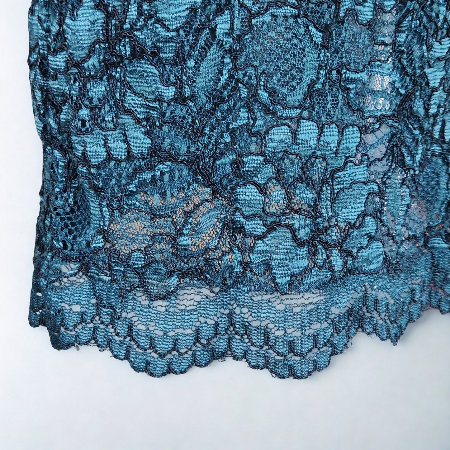 ML Monique Lhuillier Women's Lace Me in Teal Short Sleeved Cocktail Dress Size 8