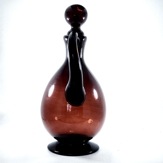Vintage MCM Amethyst Glass Decanter with Stopper - Hand Blown Retro Barware - Home Decor