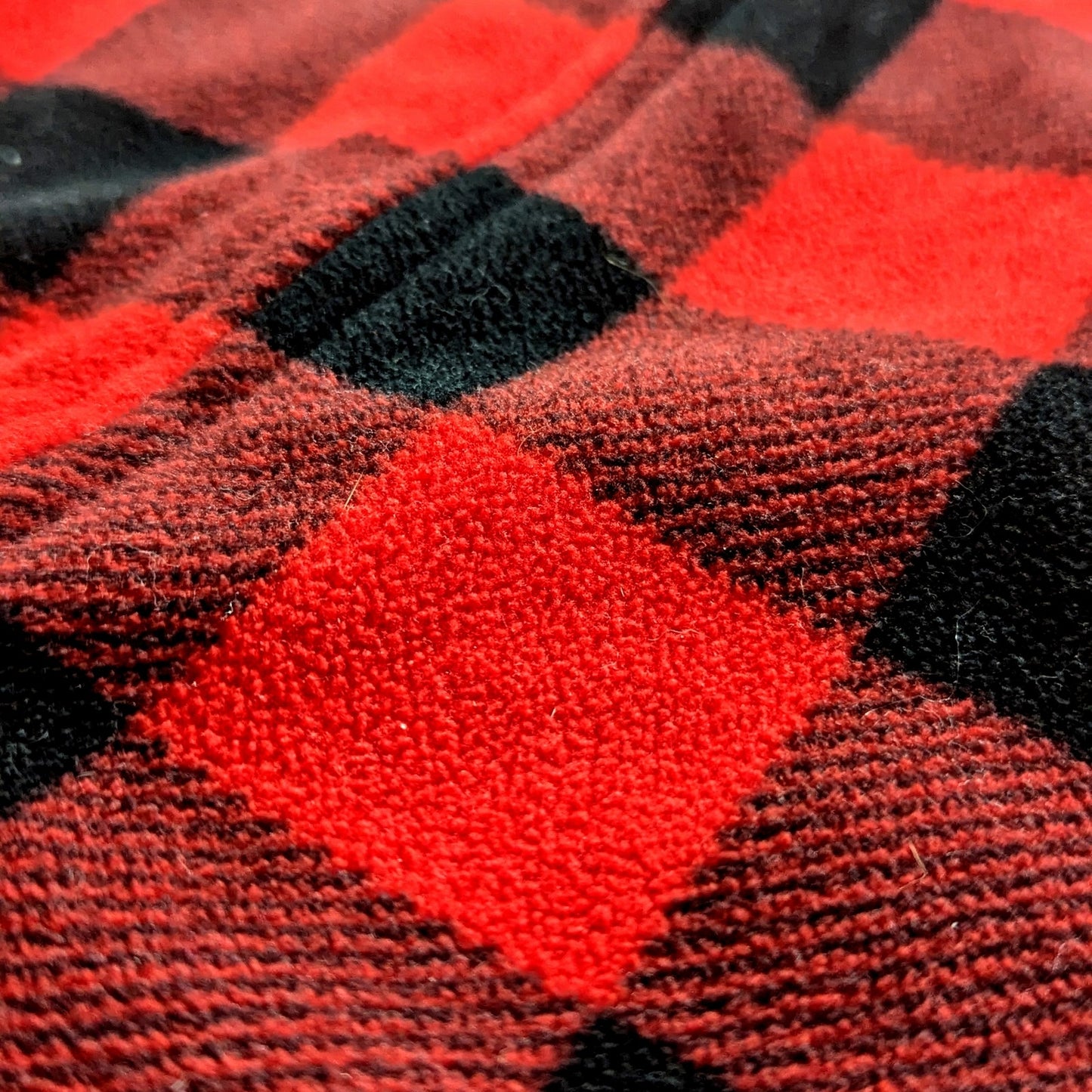 Red Buffalo Plaid Fleece Hooded Jumpsuit | Size 24M | Sherpa Lined Teddy Bear Patch