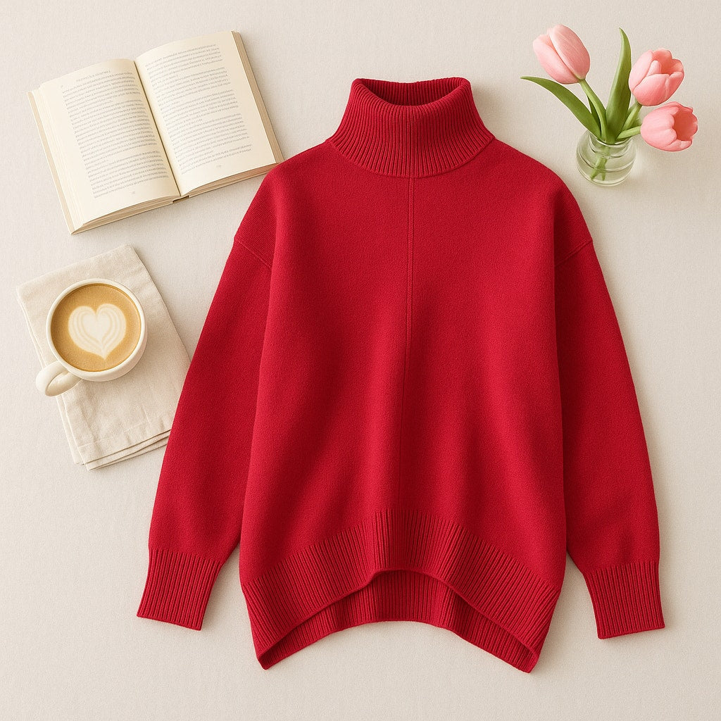 Crystal Mock Neck Pullover Sweater | Raspberry Pink | Women's M