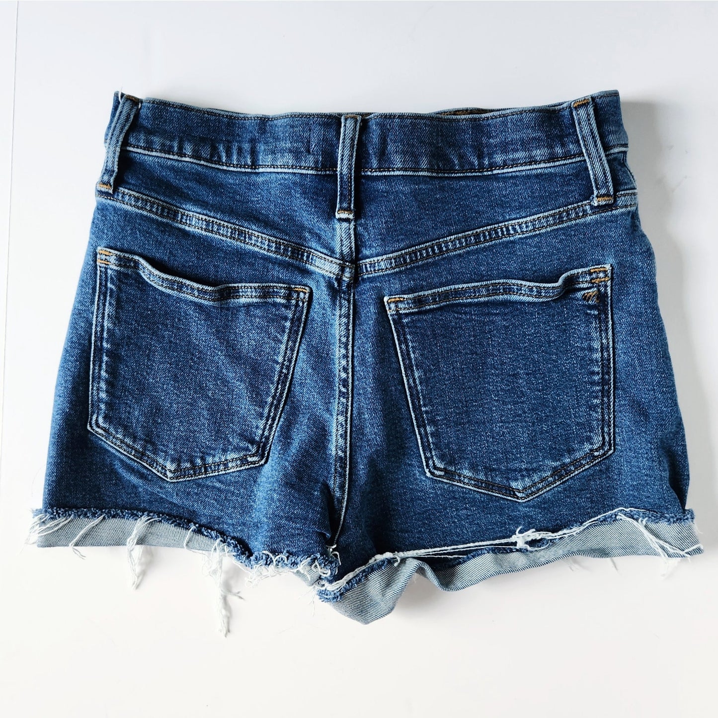 Madewell Women's High-Rise Denim Cutoff Shorts Dark Blue Onaway Wash Size 28