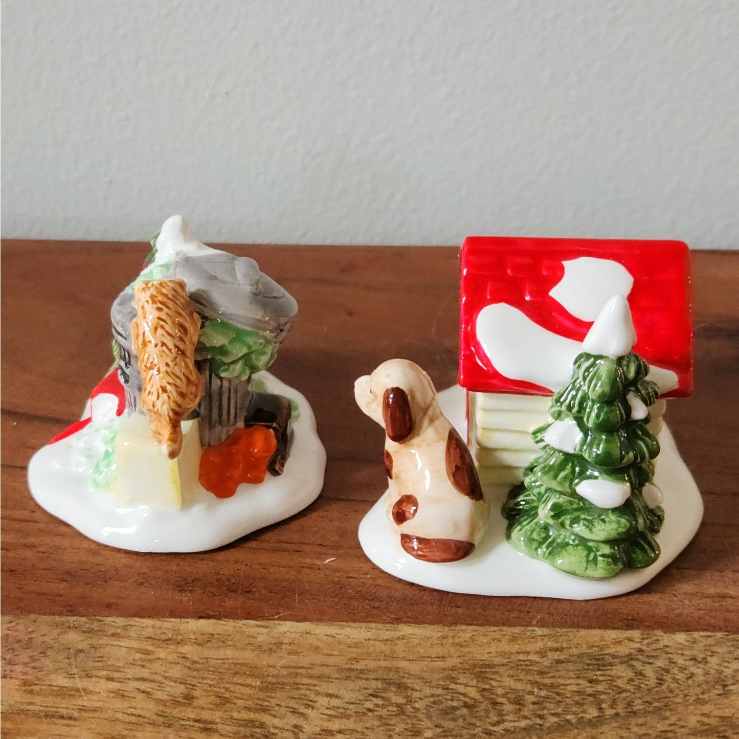 Department 56 Snow Village Cat and Dog Set of 2 | 1988 Christmas Figurines Boxed