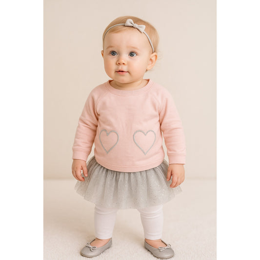 Tucker + Tate Pink with Silver Hearts Sweatshirt – Baby Girl Size 9 Months