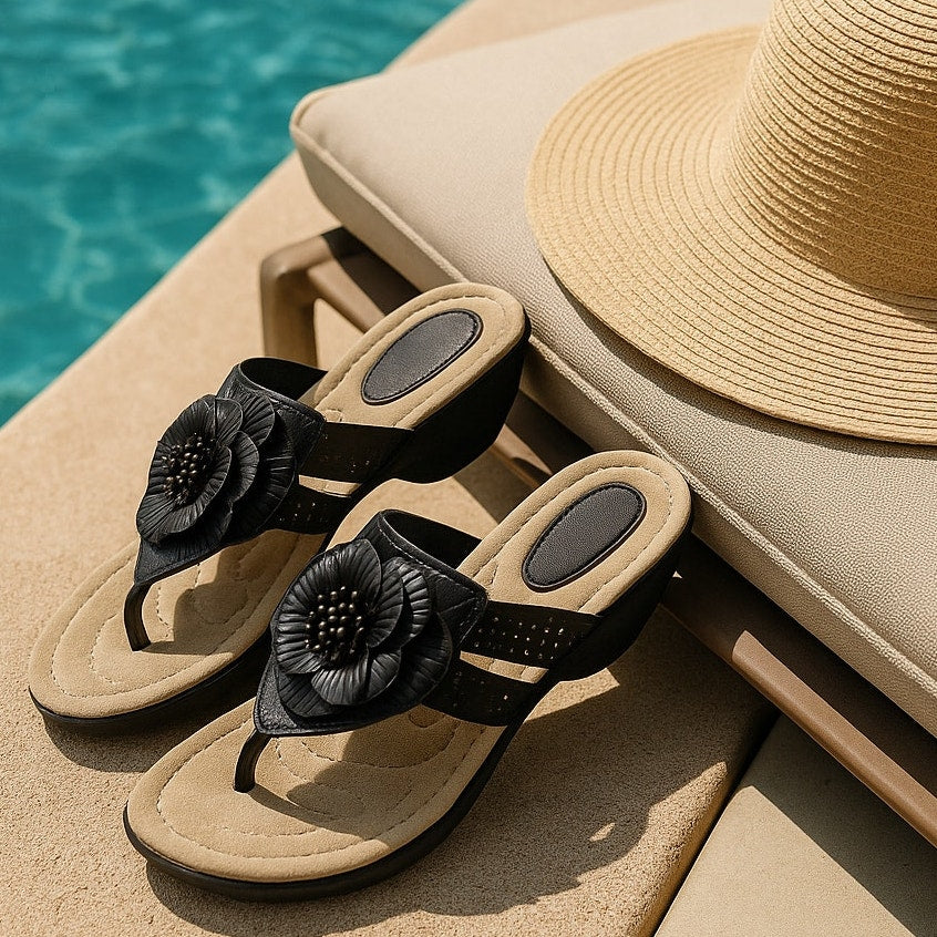 🖤 Cliffs By White Mountain Women’s Black Cynthia Sandals – Memory Foam Comfort – Womens Size 6.5