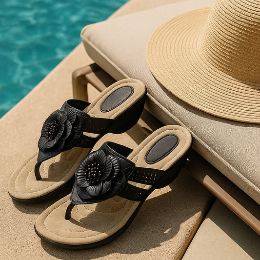 🖤 Cliffs By White Mountain Women’s Black Cynthia Sandals – Memory Foam Comfort – Womens Size 6.5