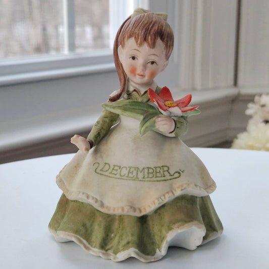 Vintage Lefton Month Girl Figurine – December | 1950s Birthday Collectible