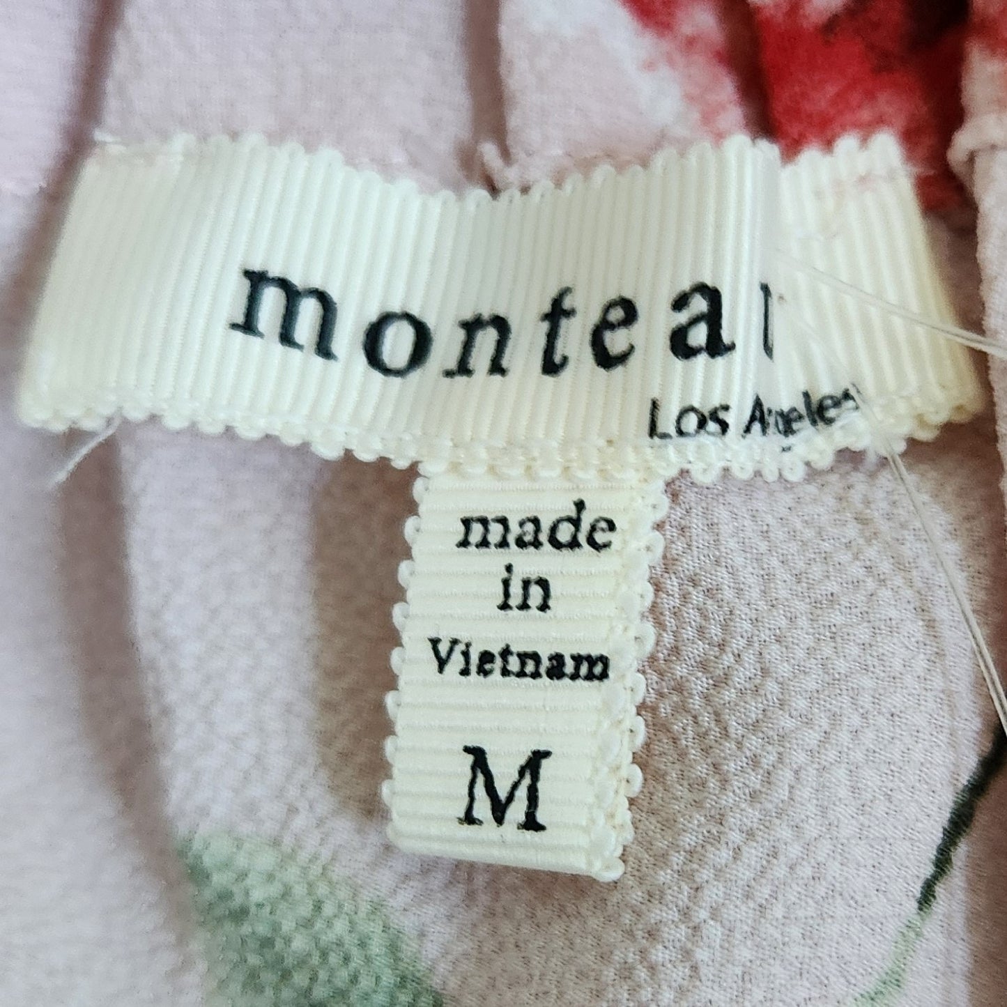 Monteau NWT Women's Off Shoulder Blush Pink Floral Tie Sleeve Blouse | Size M