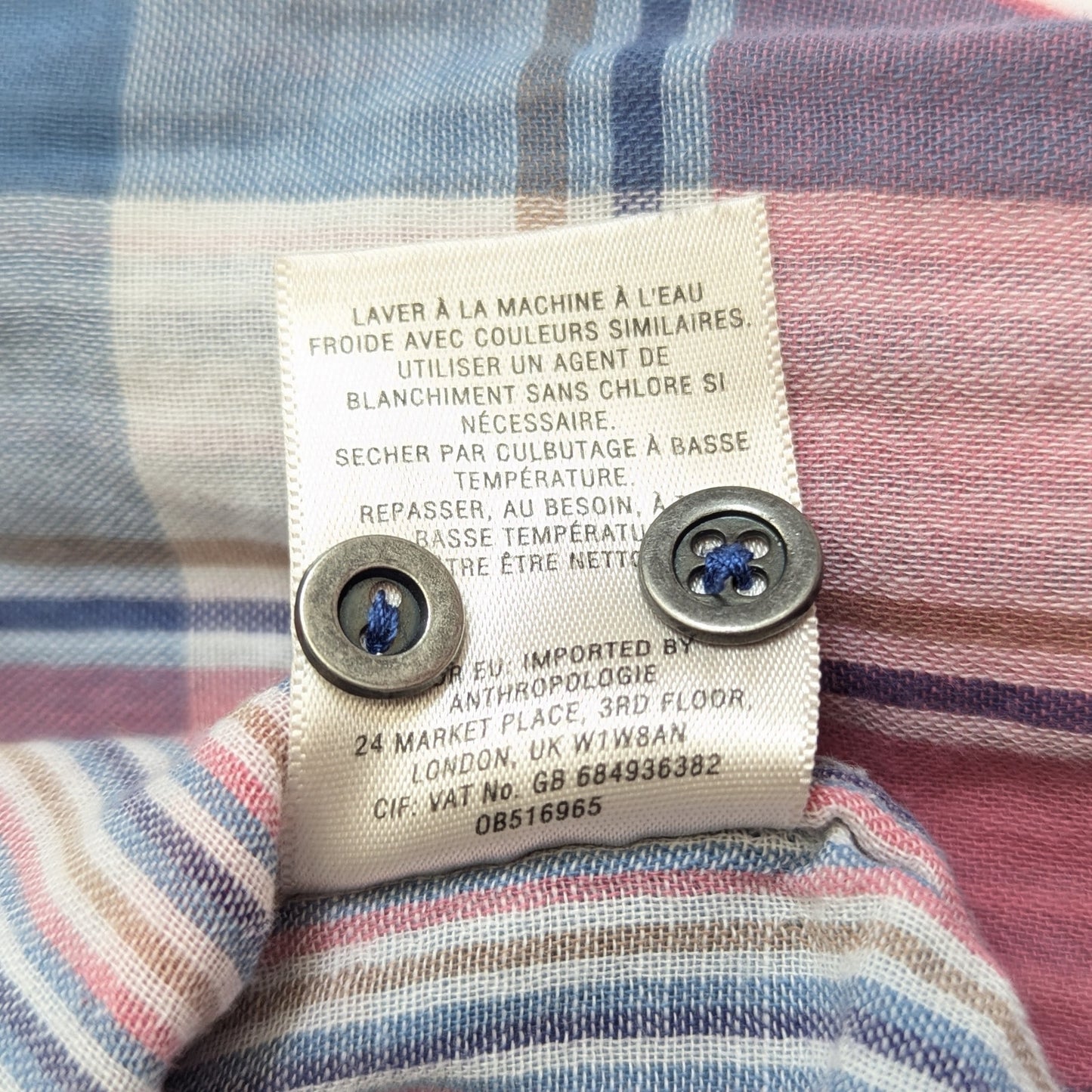 Anthropologie Holding Horses Plaid Tunic Top | Women’s 6 | Pink Mauve Blue Cotton Gauze | High Low Blouse