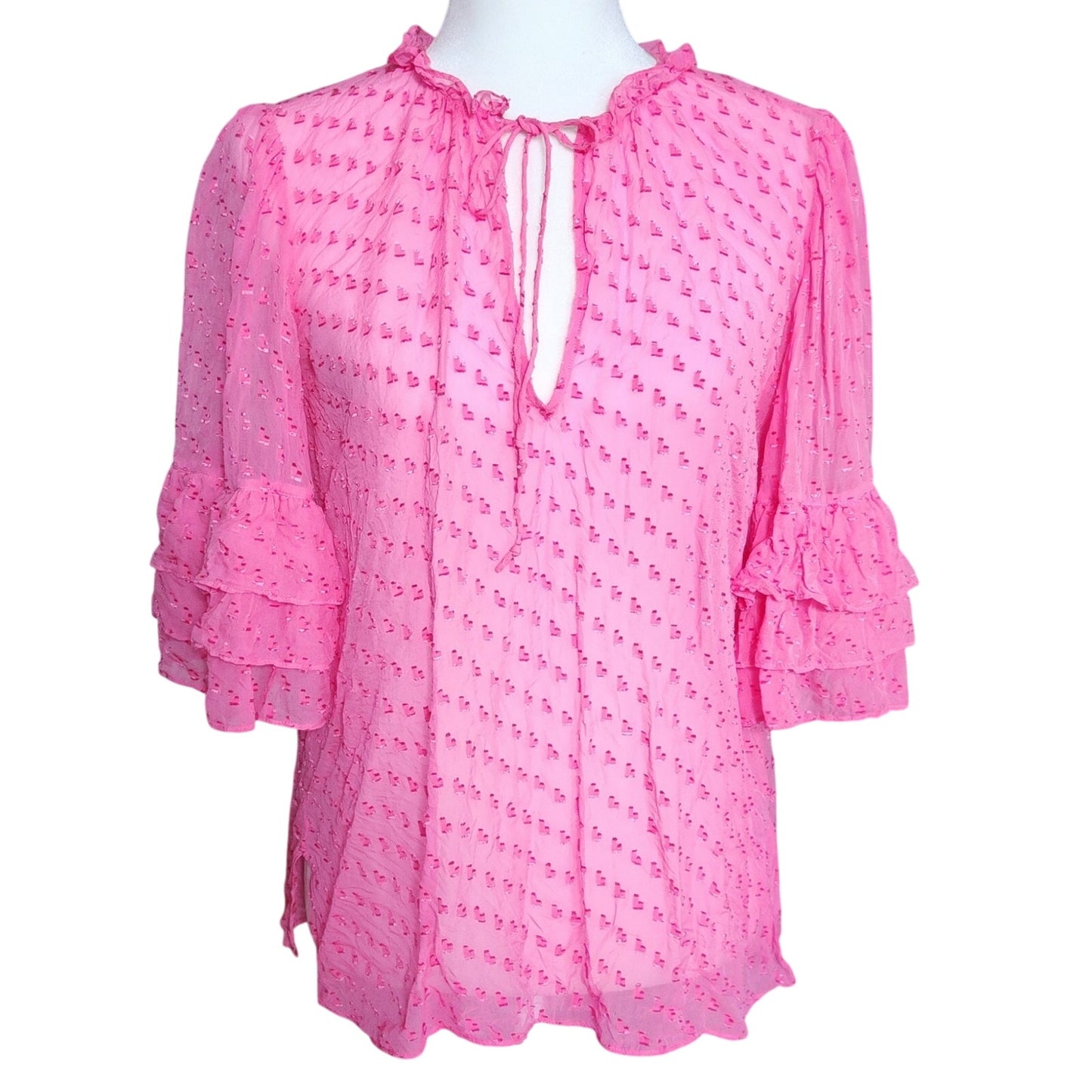 Julius Tier Sleeve Silk Blend Blouse Hot Pink | Women's M