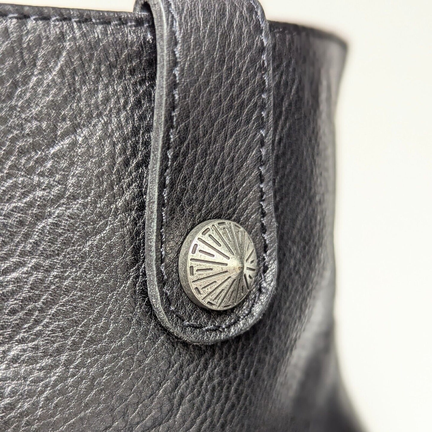 Black Pebbled Leather Heeled Ankle Booties with Pewter Stud | Women's 7.5 | NWOT