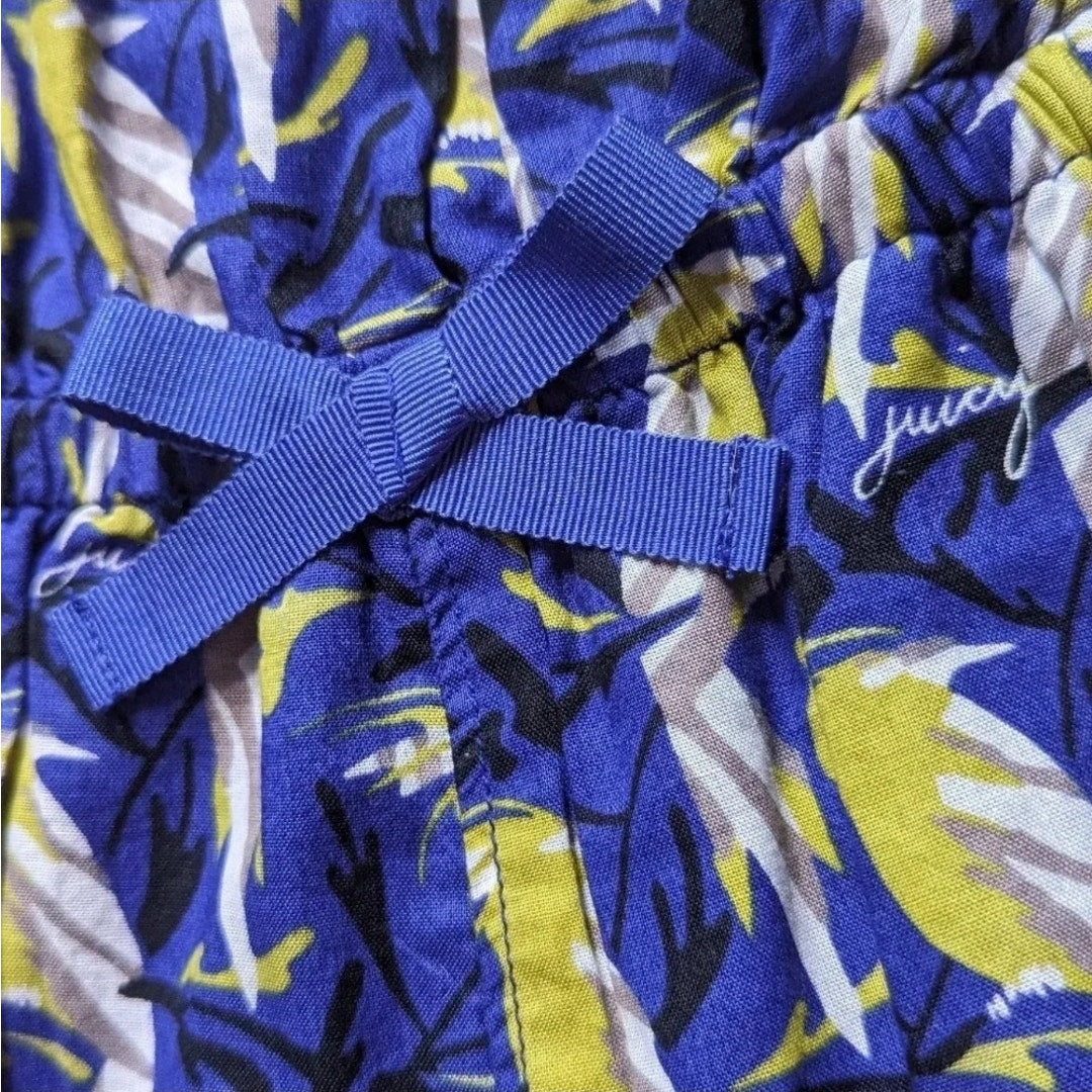 Juicy Couture Girls 12 Romper Cobalt Glow Tropical Print Smocked Bodice NWT