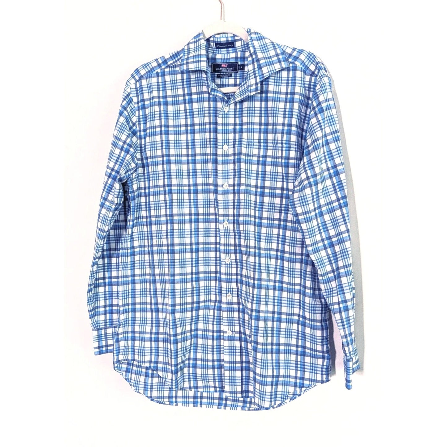 Vineyard Vines Classic Cooper Dress Shirt | Blue Plaid 120s Cotton | Men's M