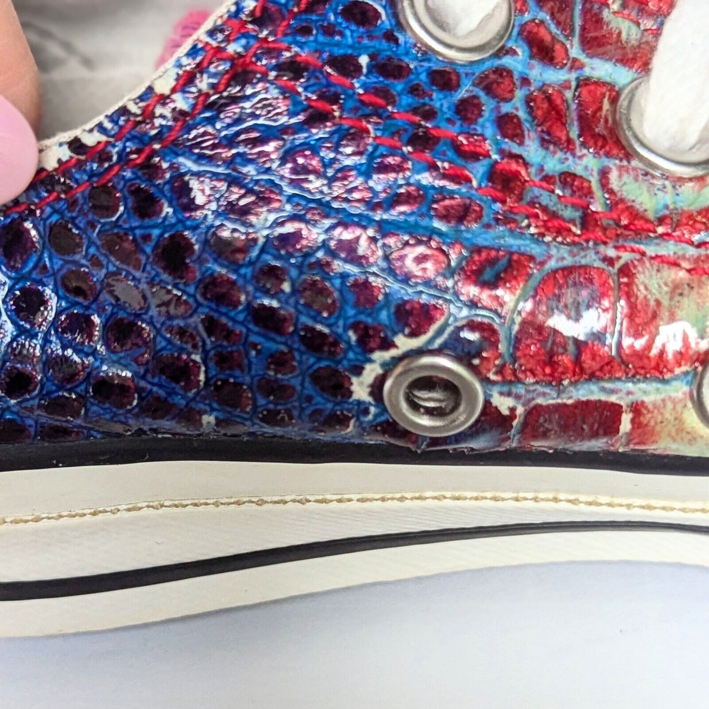 Converse Chuck Taylor All Star Limited Edition Metallic Croc Skin Sneakers – Unisex Men 3 / Women 5 – Rare Statement Pair