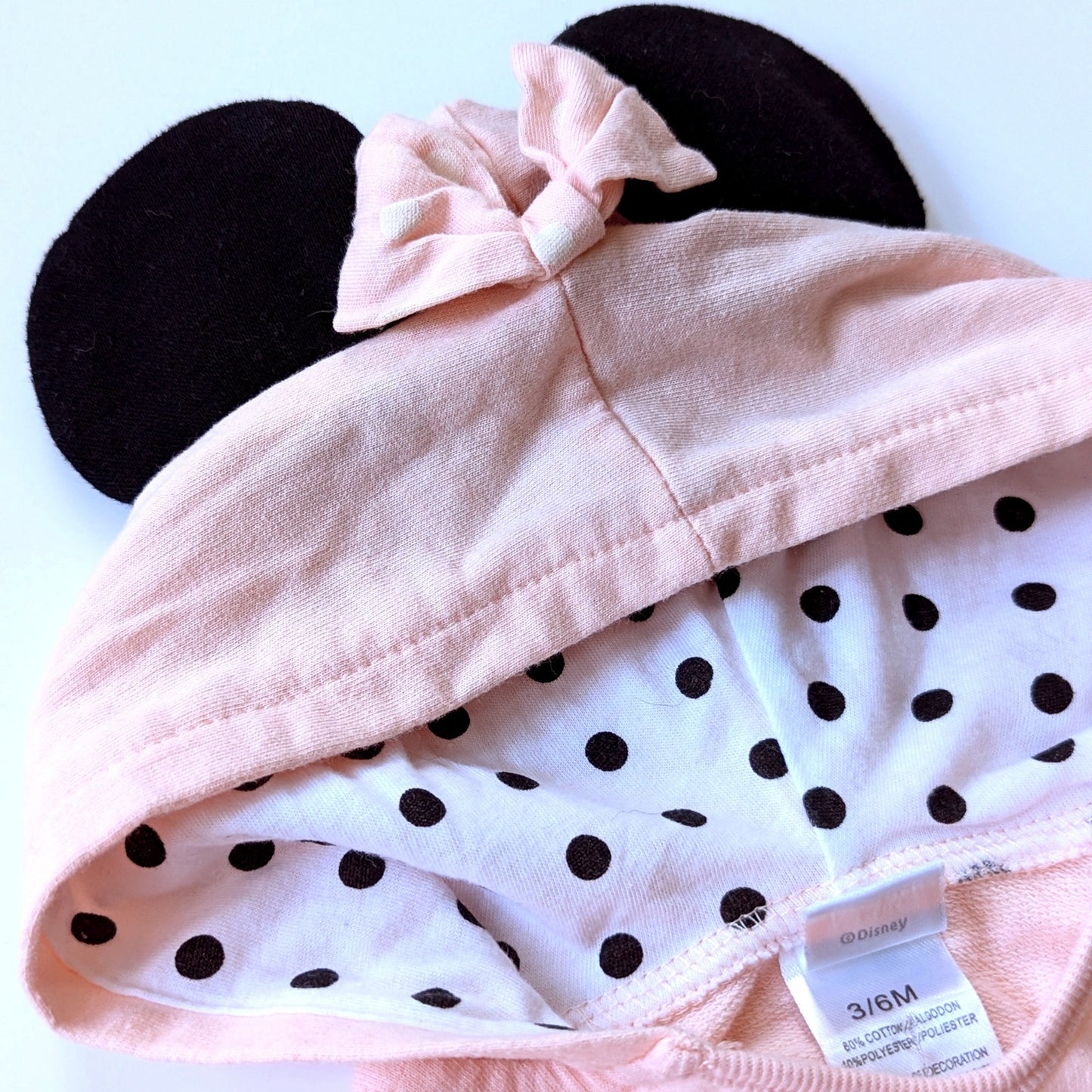 Disney Baby Minnie Mouse Hooded Ears Peach Sweatsuit Two Piece 3 mos