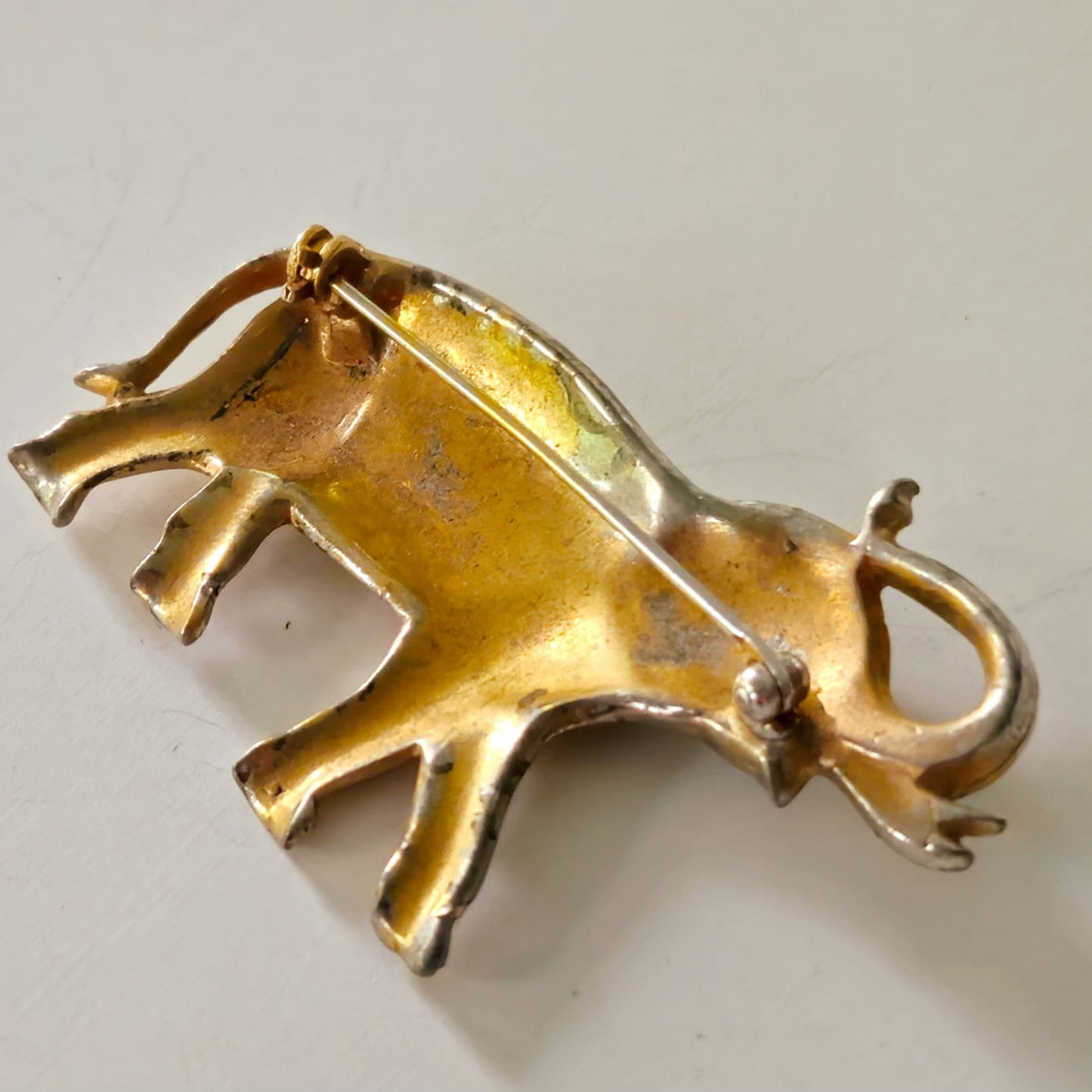 Vintage Gold Tone Elephant Brooch