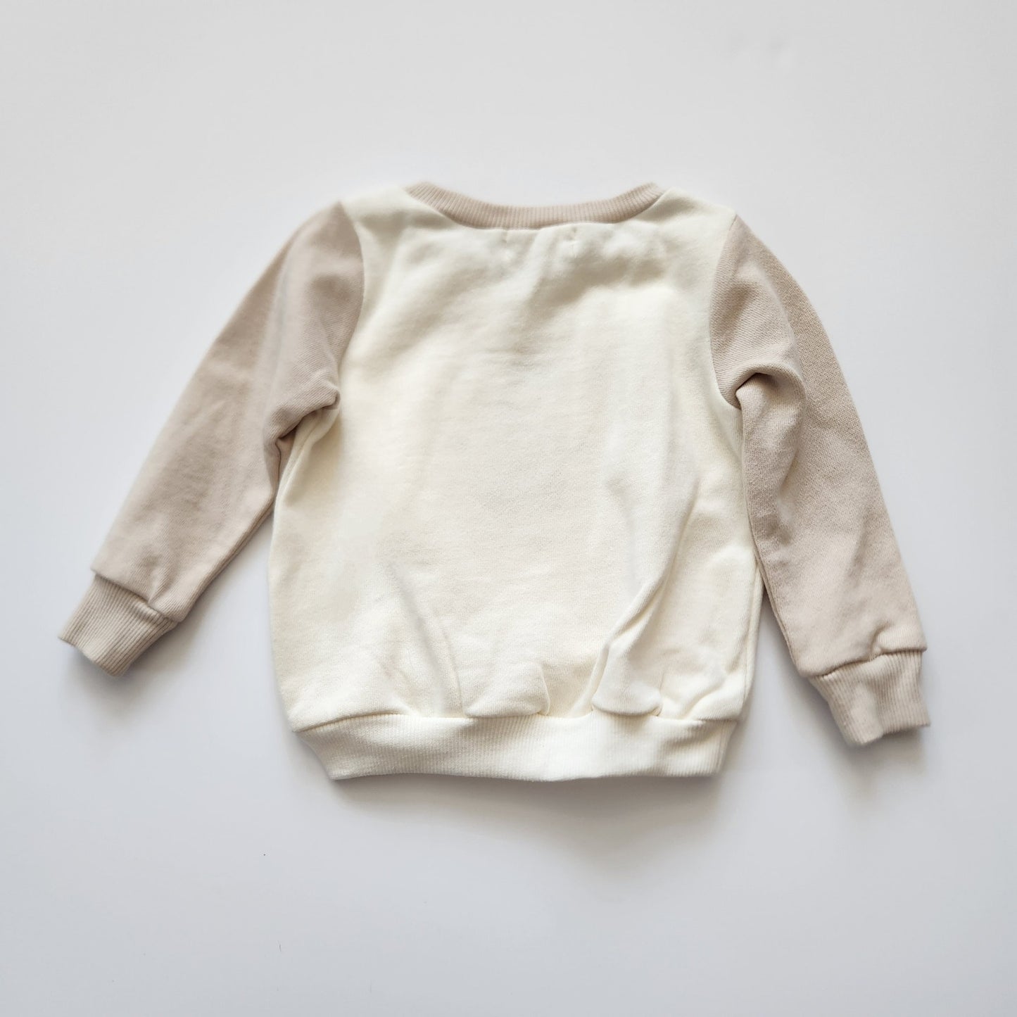 Rabbit + Bear Organic Cotton Infant Snowman Sweatshirt 12M – Cream & Beige with Textured Embroidery NWT