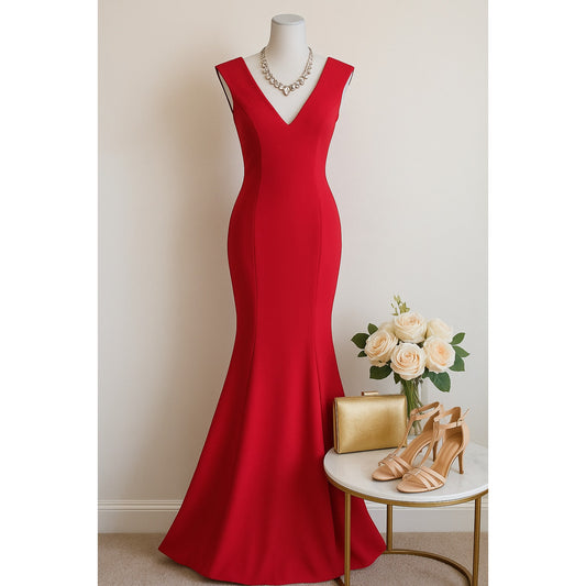Jay Godfrey Women's Red Cutout Back Sleeveless Mermaid Gown Women’s Size 2 Formal Dress