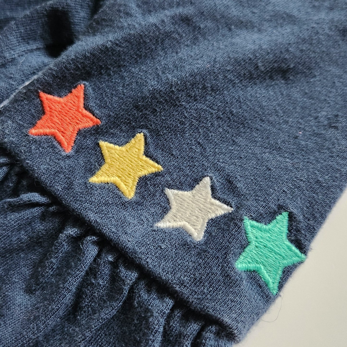 Mini Boden Navy Rainbow Unicorn Appliqué Dress | Girls Size 7-8 (128 cm) | Long Sleeve Tiered Twirl Dress