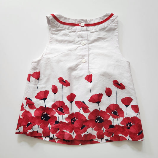 Janie and Jack Toddler Parisian Poppy Border Sleeveless Dress Red Floral Size 2T