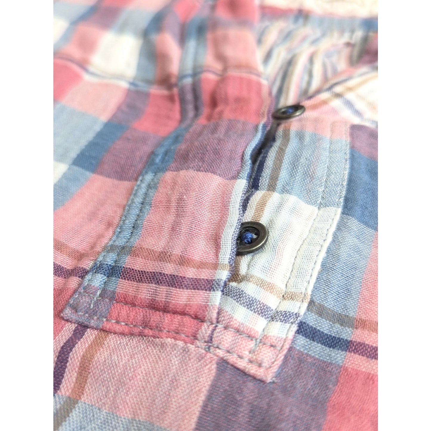Anthropologie Holding Horses Plaid Tunic Top | Women’s 6 | Pink Mauve Blue Cotton Gauze | High Low Blouse
