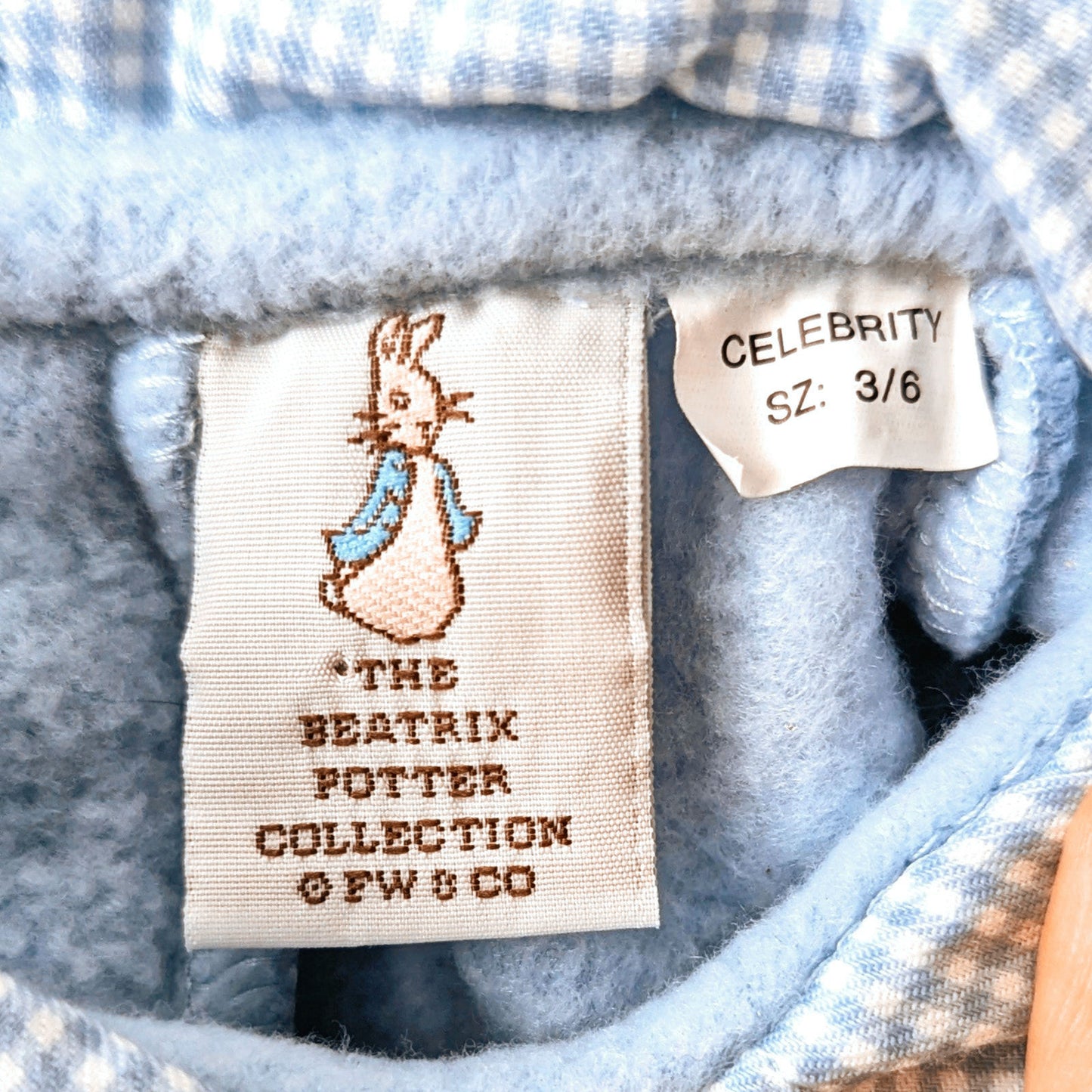 Rare Vintage 90s Beatrix Potter Peter Rabbit & Benjamin Bunny Blue Fleece Baby Bunting Footie | Size 3-6 Months | Easter & Winter Outfit
