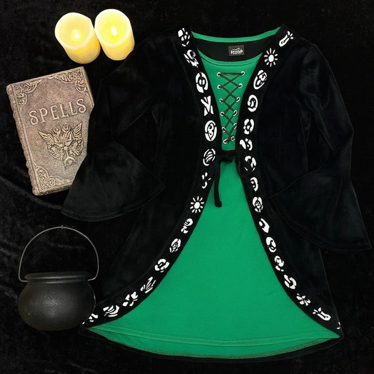 🧙‍♀️ Disney Hocus Pocus Winifred Sanderson Halloween Cosplay Dress | Girls M 7/8
