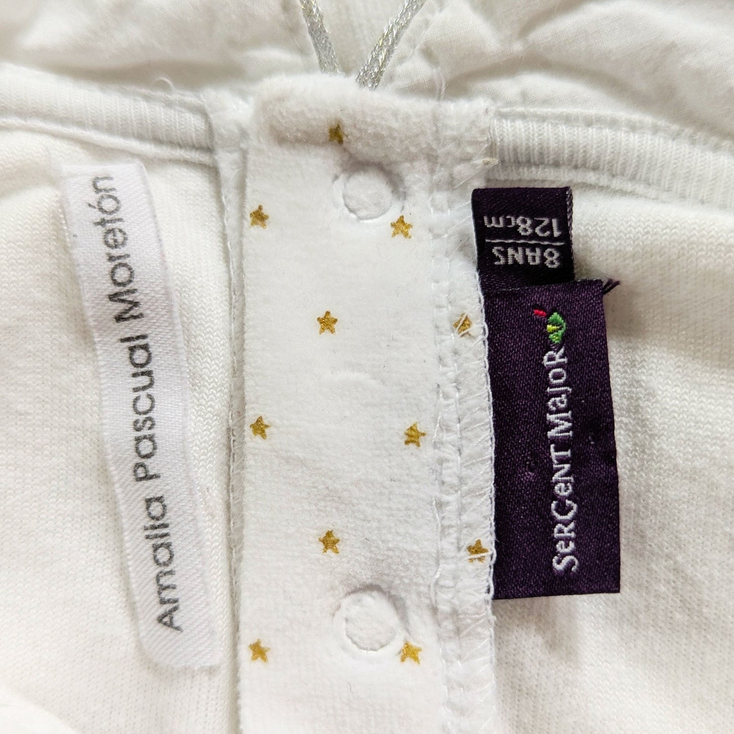 🎄 Sergent Major Long Sleeve White Gold Star Velour Holiday Dress – Girls Size 8 (128 cm)