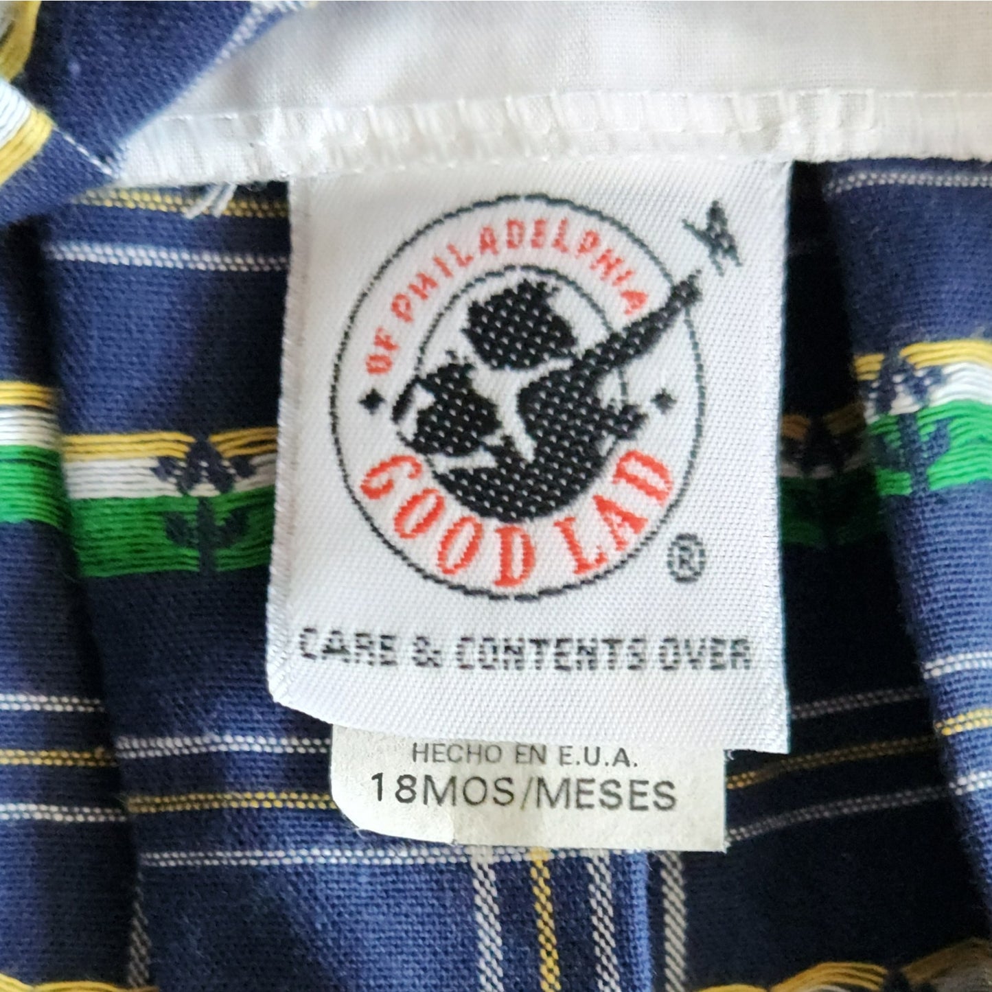 Vintage 1980s Good Lad Daisy & Bumblebee Jumper Dress | Baby Girl 18 Months | Navy Blue Plaid with Appliqué Flower & 3D Bee | Made in USA | NWT