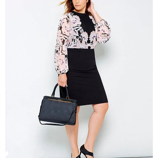 Calvin Klein Black High Rise Luxe Stretch Pencil Skirt Size Large